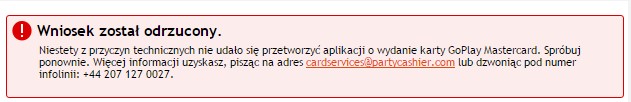 Goplay Mastercard błąd z polskimi znakami Goplay Mastercard błąd z polskimi znakami