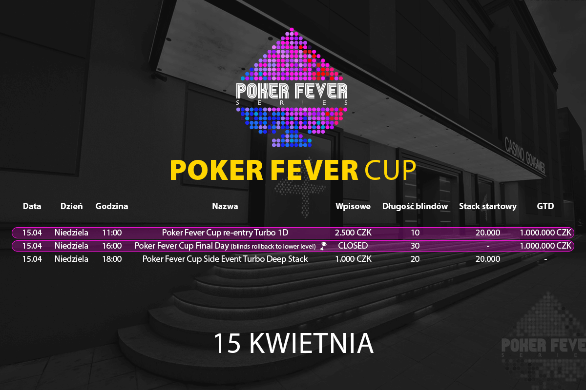 Poker Fever CUP - 15 kwietnia harmonogram