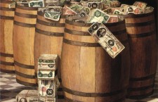 Victor_Dubreuil_-_Barrels_on_Money,_c._1897_oil_on_canvas