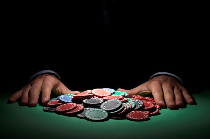 Poker chips, large sum concept