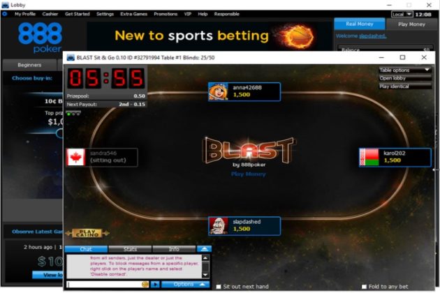 888poker wprowadza turnieje SNG – BLAST!