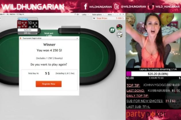Piękna „WildHungarian” zamienia 5$ na 4.250$ w w SNG Hero na PartyPoker!