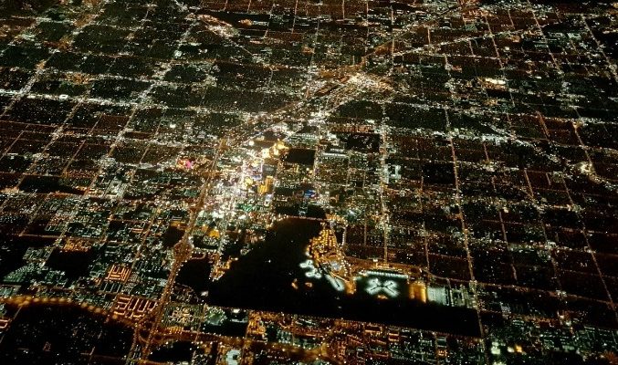 Centrum Las Vegas z lotu ptaka