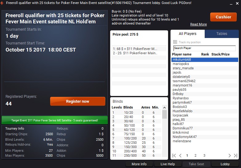 Poker Fever Freeroll