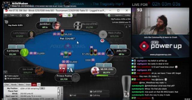 Pokerzysta streamował swoją grę na Twitchu przez tysiąc godzin, 125 dni pod rząd!