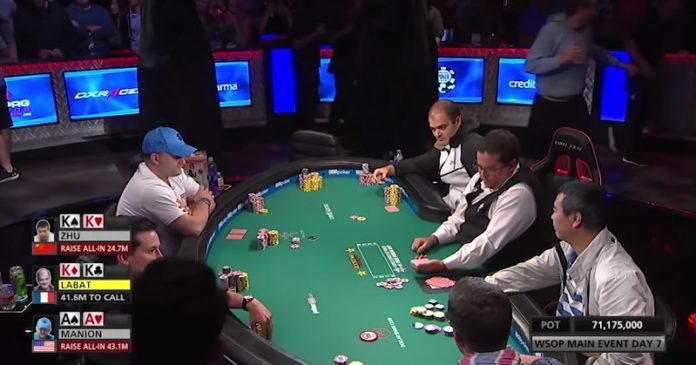WSOP 2018- Main Event, Labat, Zhu, Manion poker