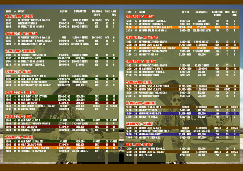 Merit Poker Top Guns - harmonogram
