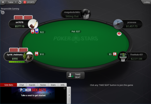 PokerStars - side bety