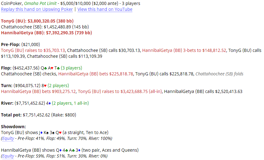 Coin Poker Rekordowa pula (przebieg rozdania)