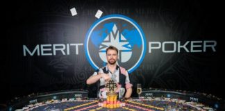 Kacper Pyzara poza FT. Joris Ruijs wygrywa Main Event Merit Poker Series Joris Ruijs (zdjęcie pokazuje zwycięzcę turnieju pozującego z trofeum)