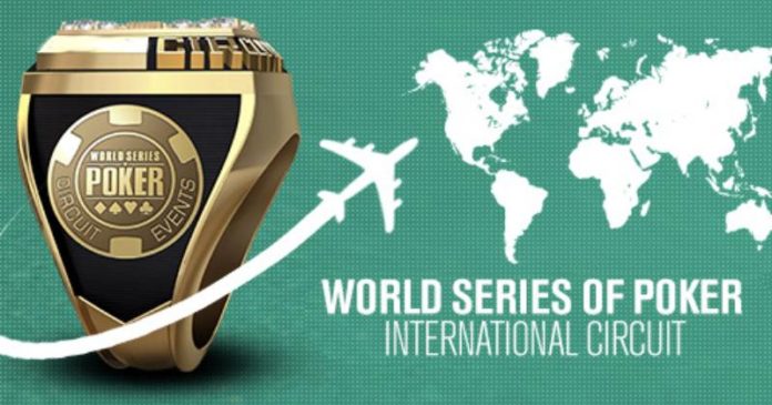 WSOP International Circuit (grafika główna z sygnetem mistrzowskim i mapą świata)