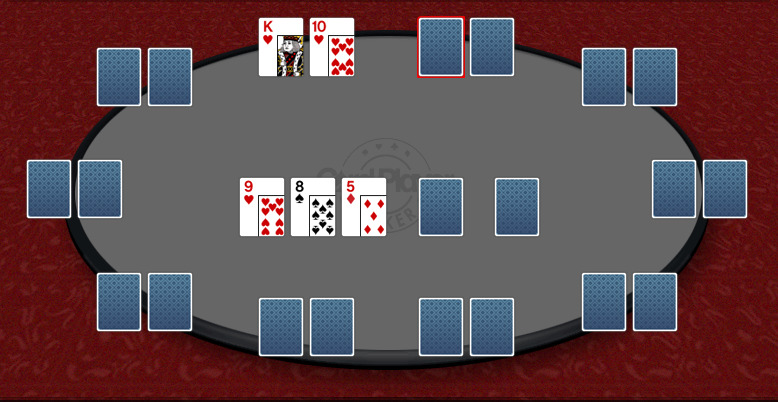 Backdoor drawy do strita i koloru z dwiema overkartami - KhTh na flopie 9h8s5d