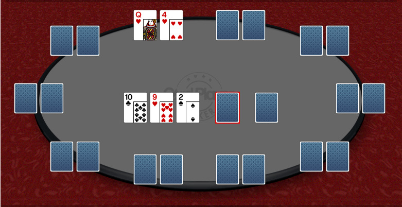 Backdoor drawy do strita i koloru z overkartą - Qh4h na flopie Tc9h2s