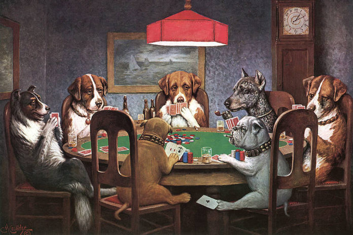 a_friend_in_need - obraz z serii "Psy grające w pokera"